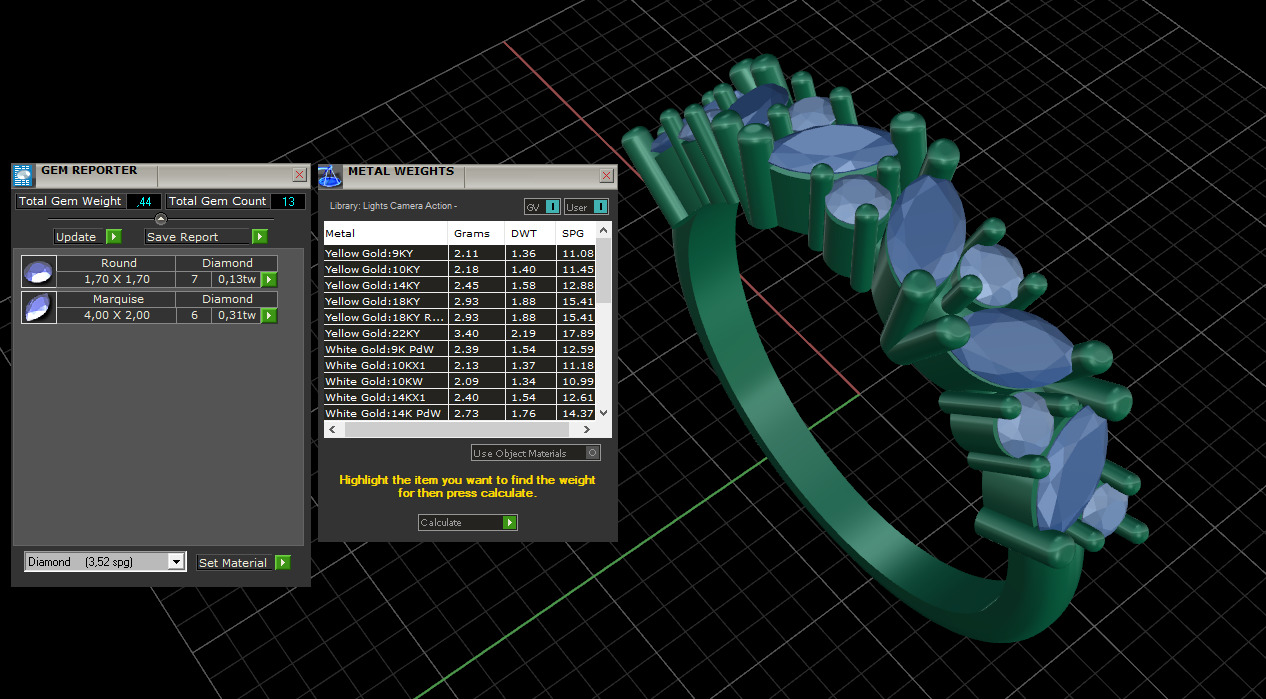 Marquise and round diamond ring 3D print model_1