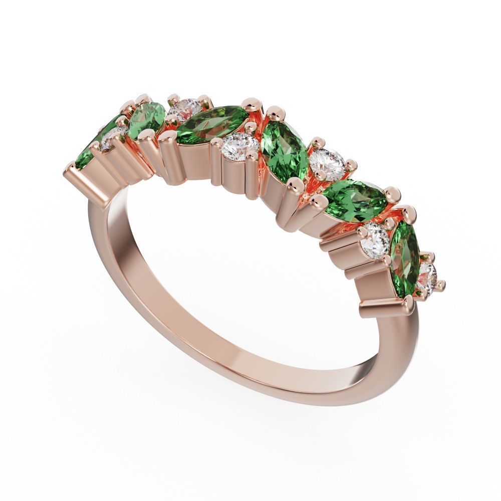 Marquise and round diamond ring 3D print model_7