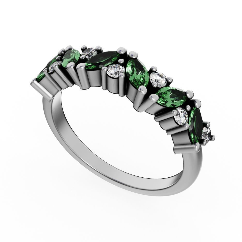 Marquise and round diamond ring 3D print model_19