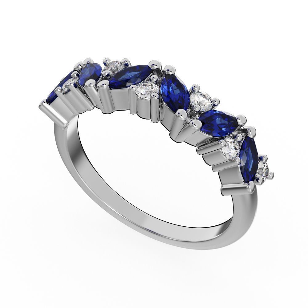 Marquise and round diamond ring 3D print model_15