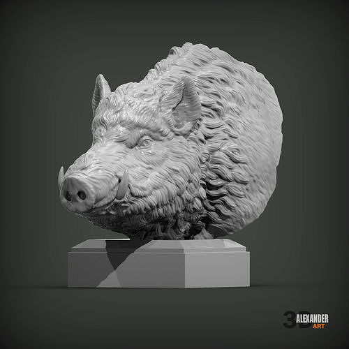 wild boar bust 3D print model