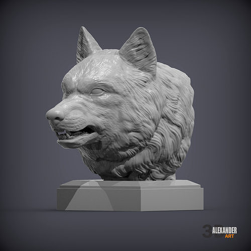 wolf bust 3D print model