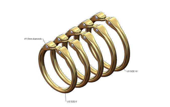 Double diamond eyes minimalist serpent head ring US sizes 6to10 3D print model