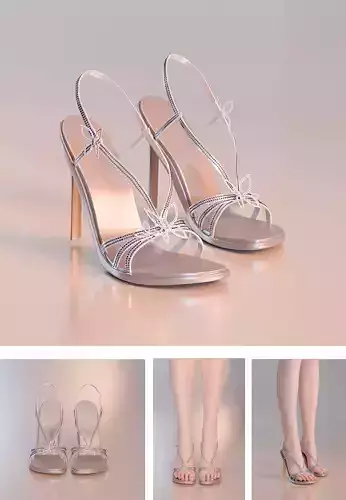 High heels with butterfly shaped decorations