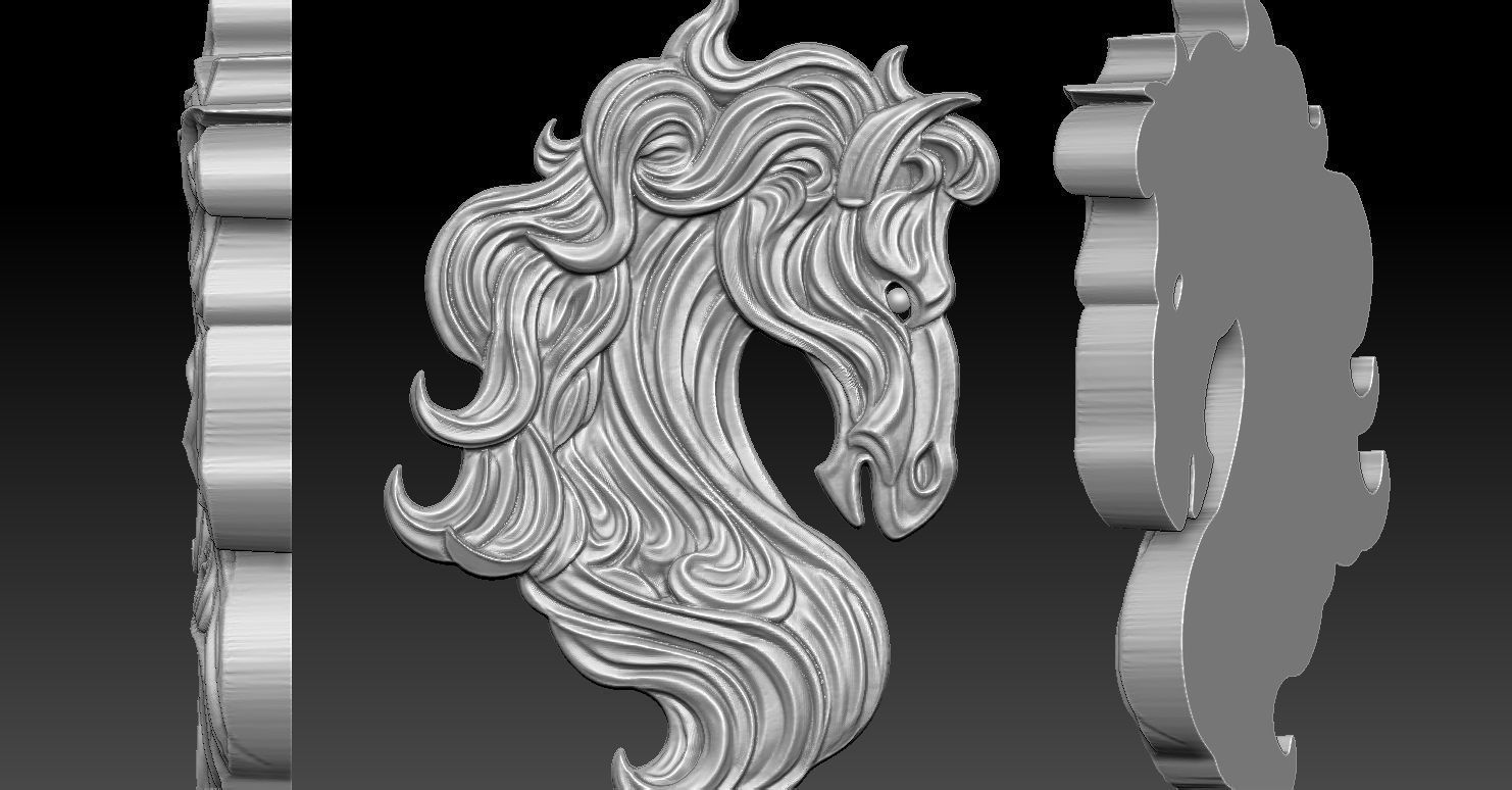5 horse CNC Relief Model 3D print model_5