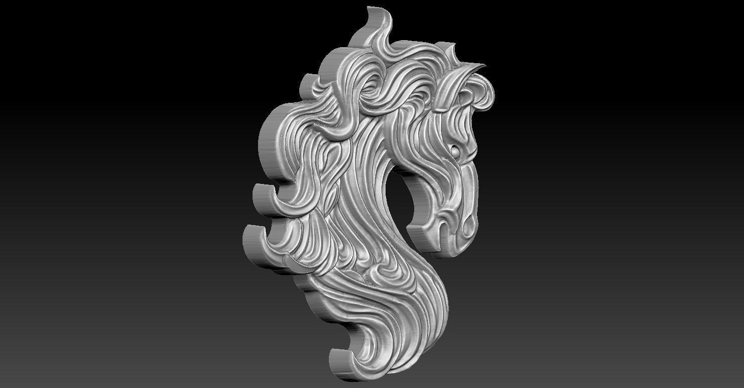 5 horse CNC Relief Model 3D print model_1