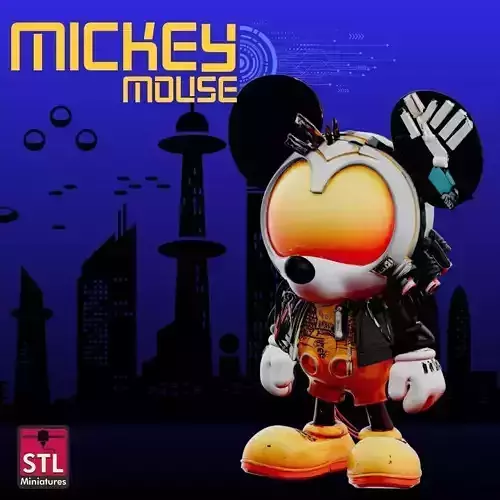 Atomic Mickey STL File Futuristic Post Apocalyptic Art 3D print model