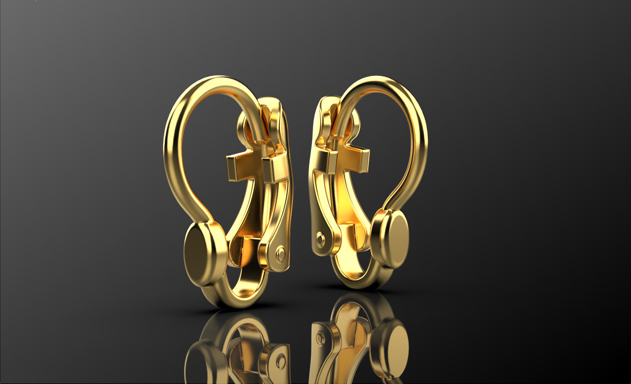 Earrings clasp omega clips clip 3D print model_2