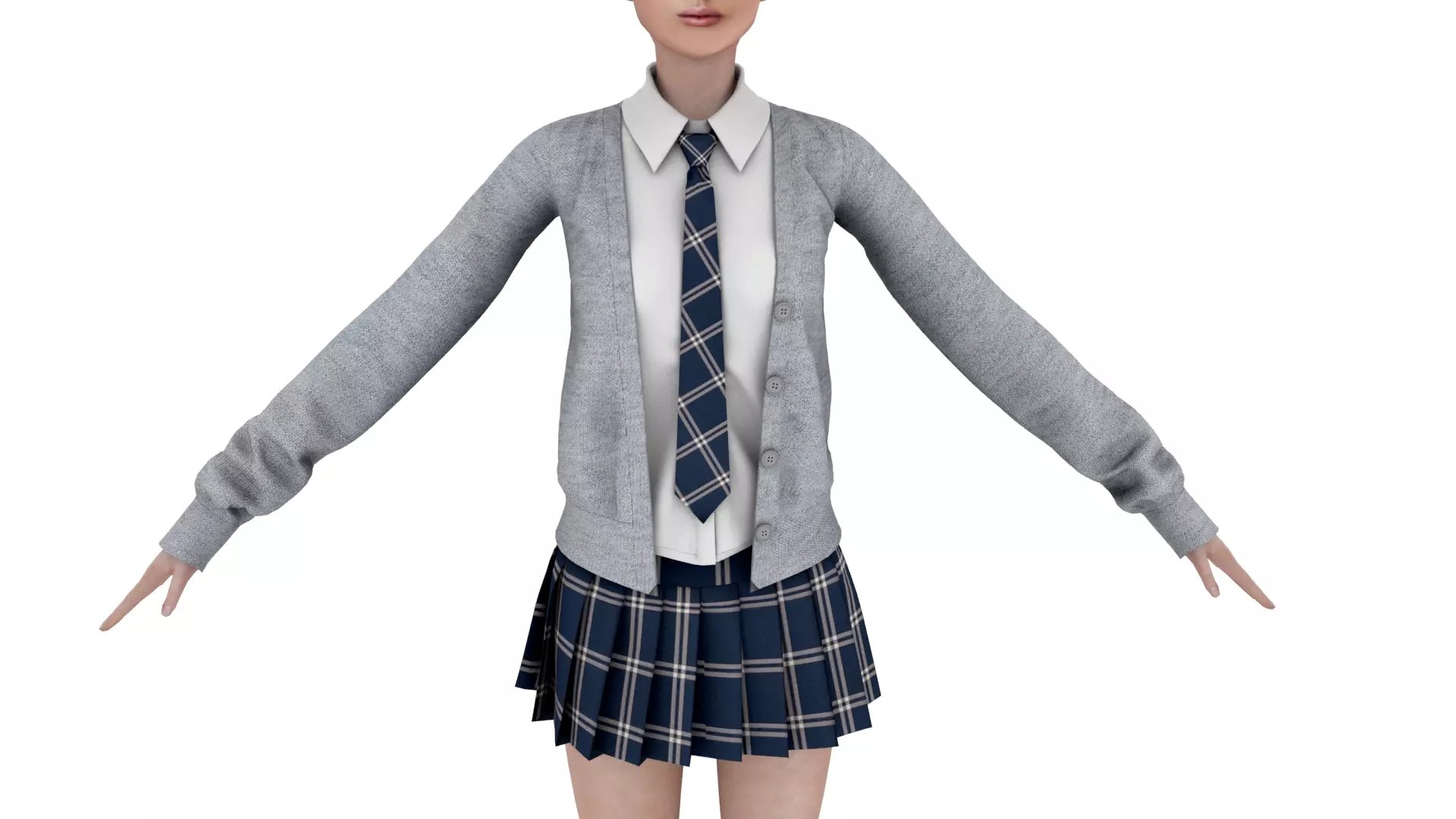 school uniform female Low-poly 3D model