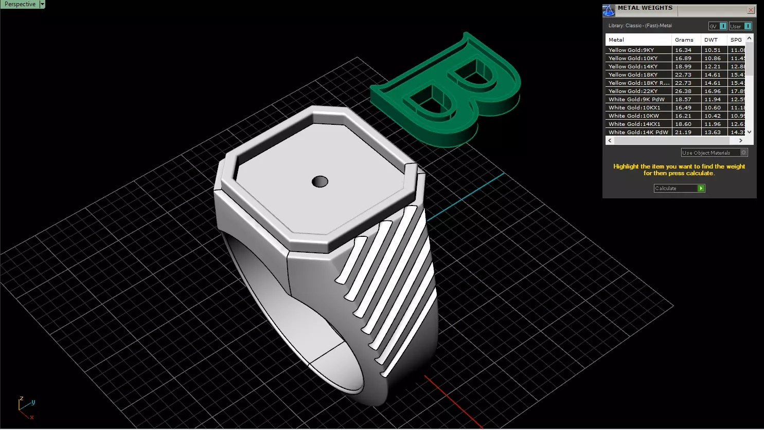 Signet ring with enamel initial B model 598 3D print model_4