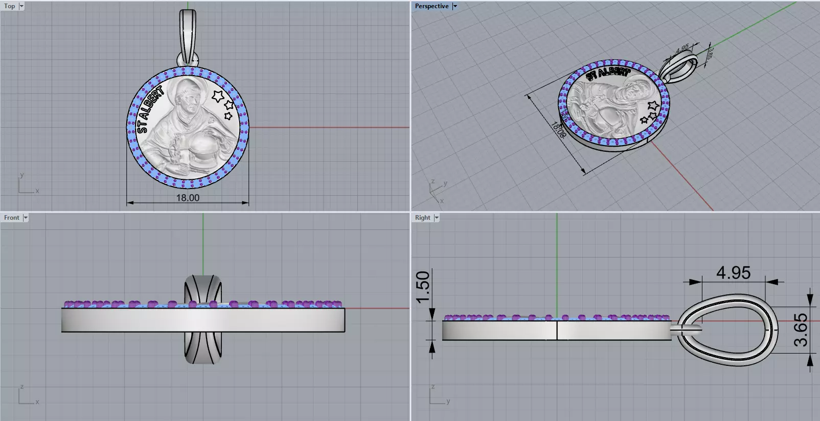 St albert pendant model 1376 3D print model_3