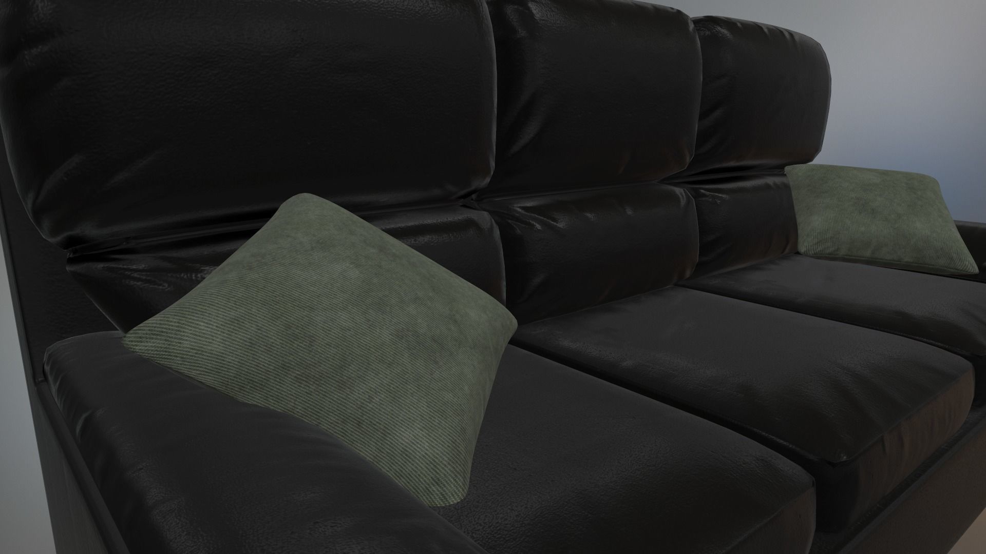 Game Ready Leather Couch Low-poly 3D model_2