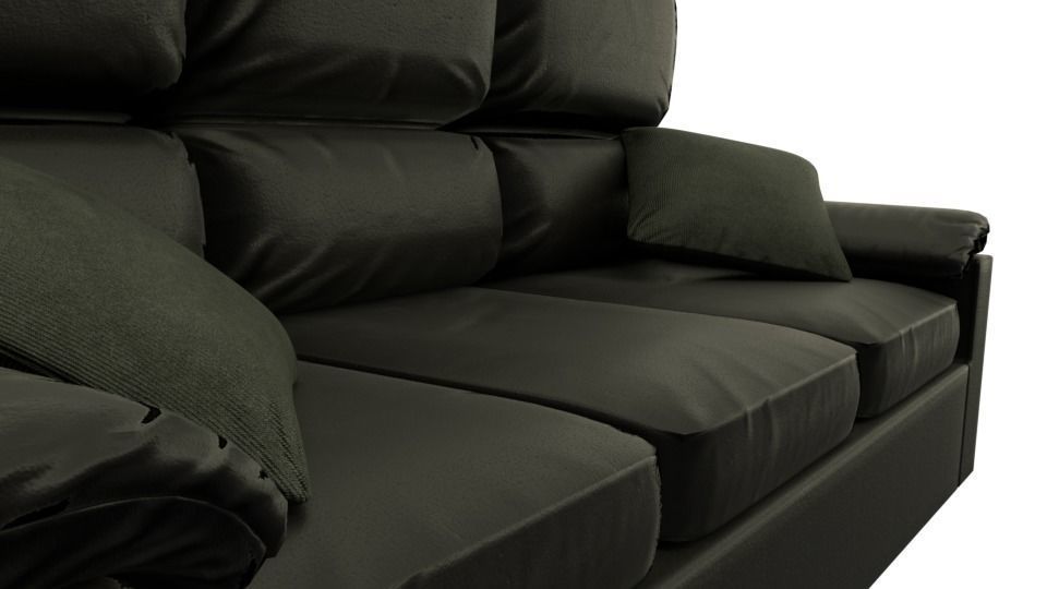 Game Ready Leather Couch Low-poly 3D model_0