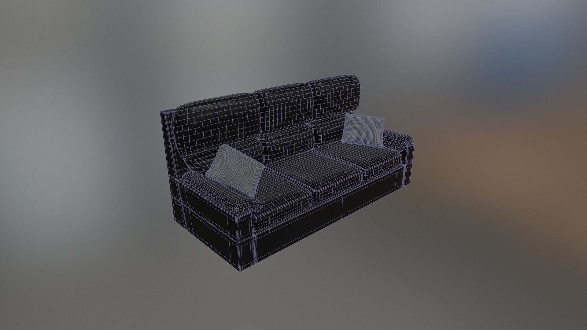 Game Ready Leather Couch Low-poly 3D model_4