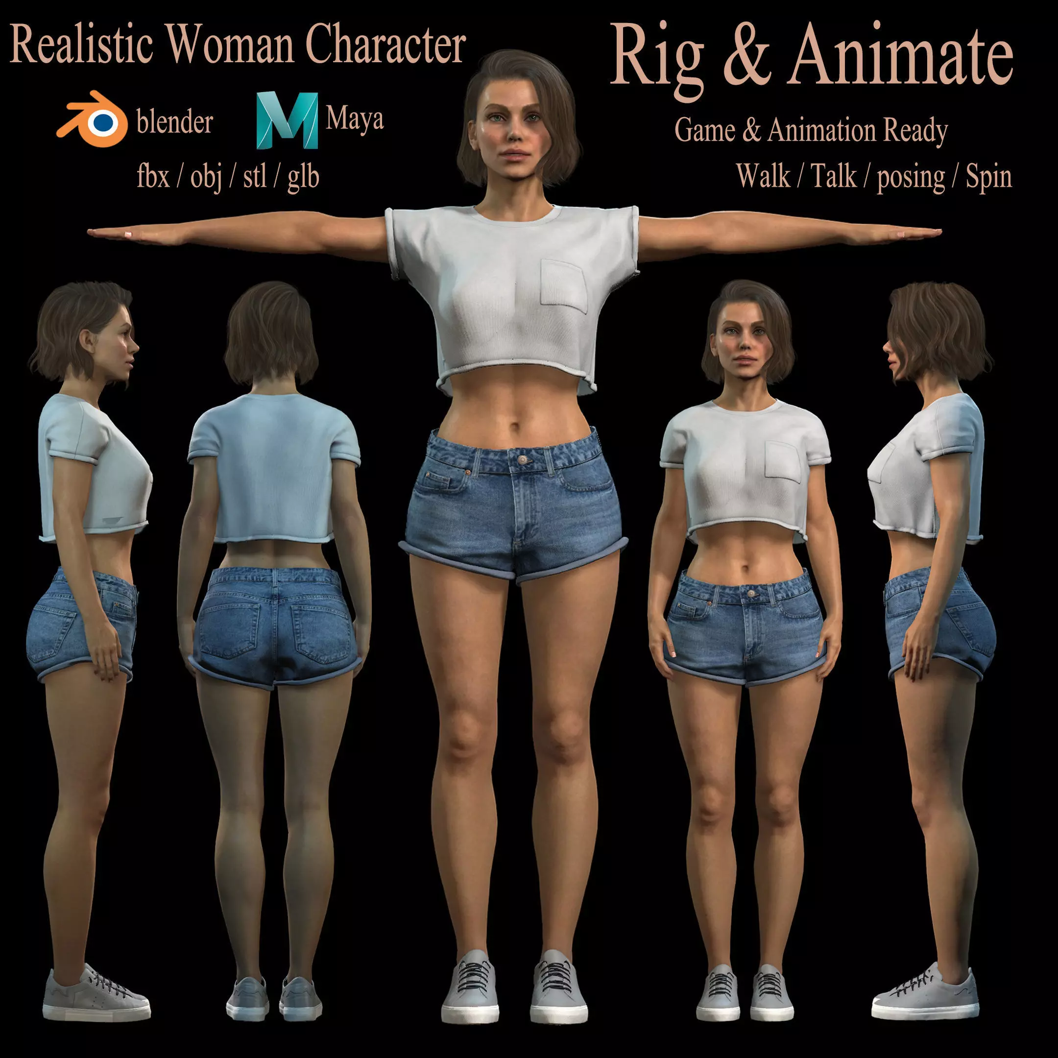Realistic Woman - Character 2 3D model_0