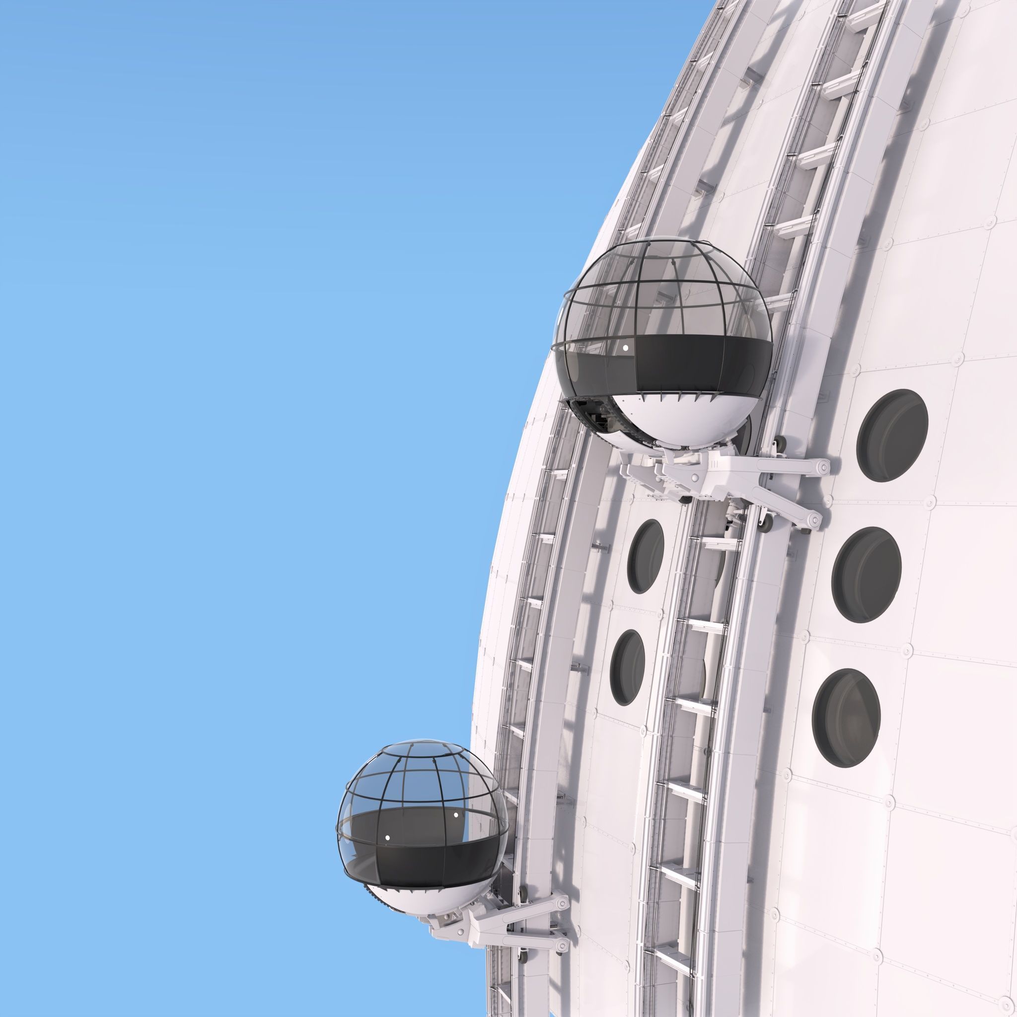 Exterior Spherical Elevator System M1 3D model_6