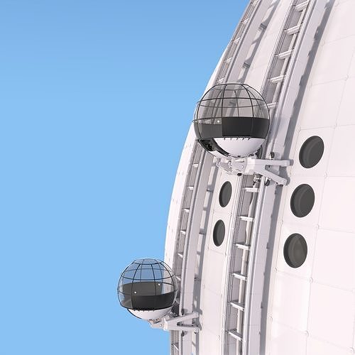 Exterior Spherical Elevator System M1 3D model 7