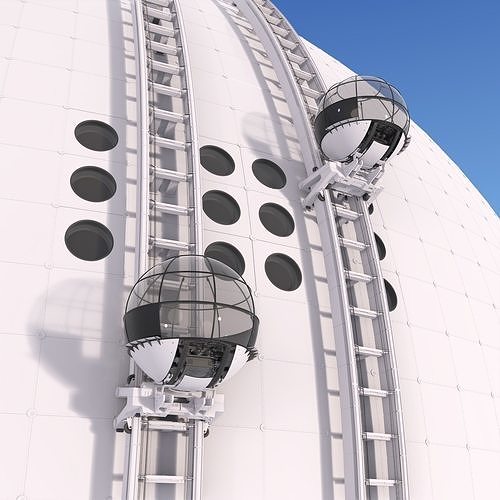 Exterior Spherical Elevator System M1 3D model 4