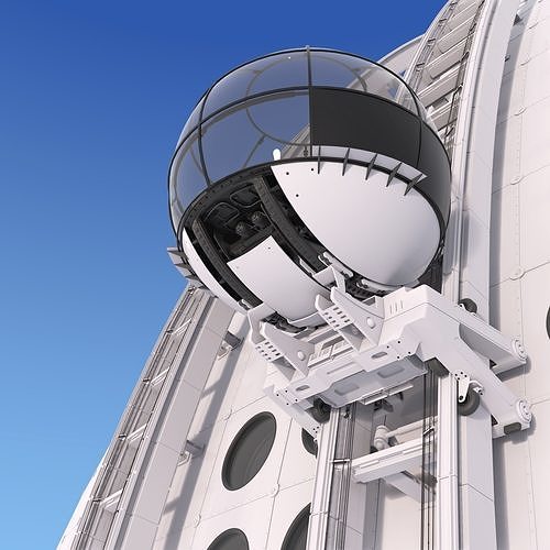 Exterior Spherical Elevator System M1 3D model 6