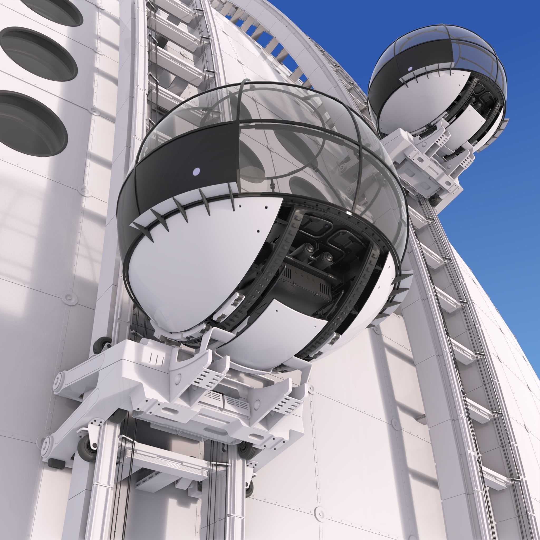 Exterior Spherical Elevator System M1 3D model_4