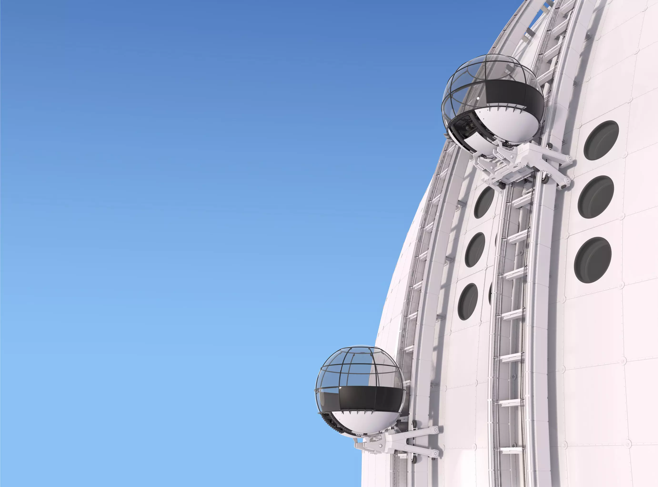 Exterior Spherical Elevator System M1 3D model_0