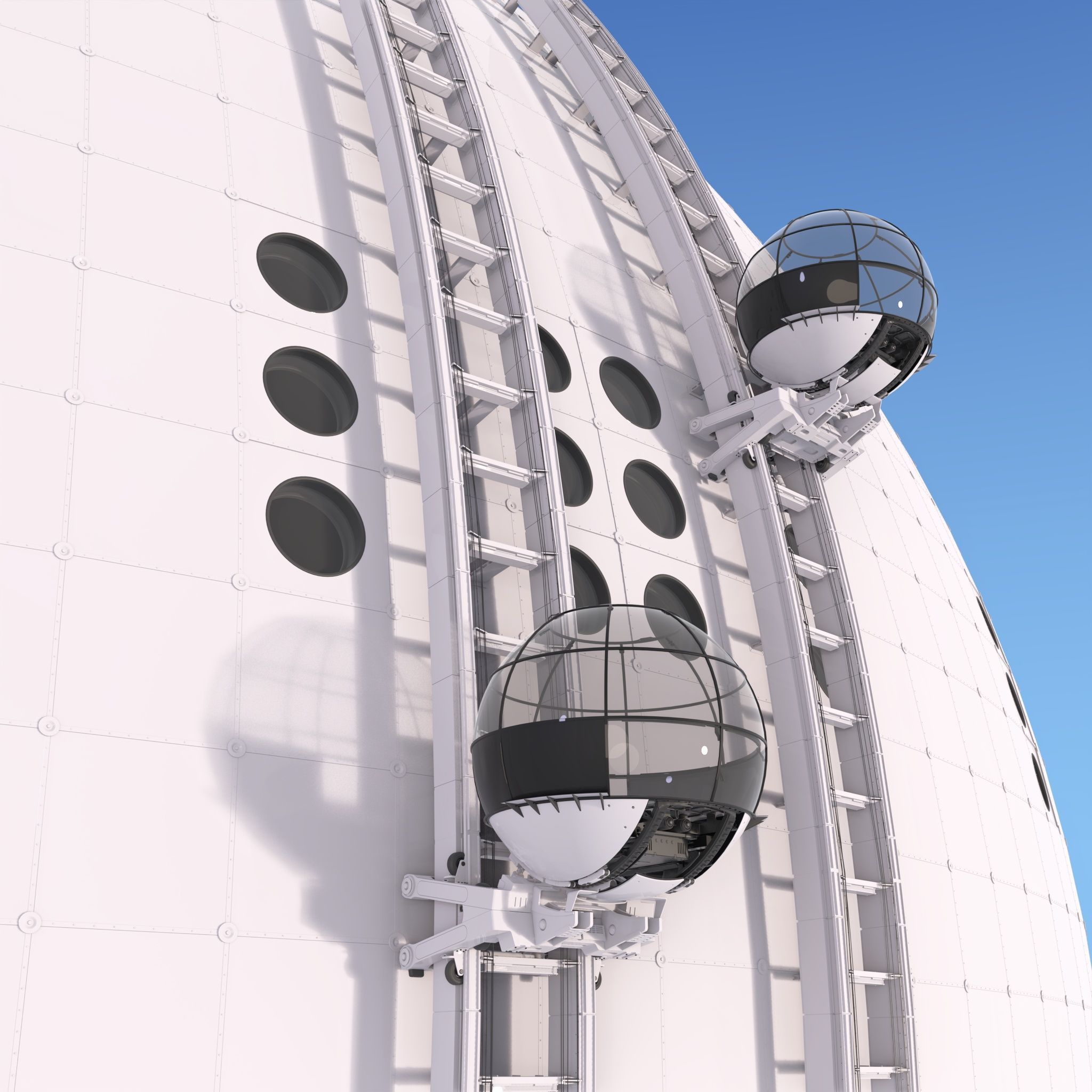 Exterior Spherical Elevator System M1 3D model_2