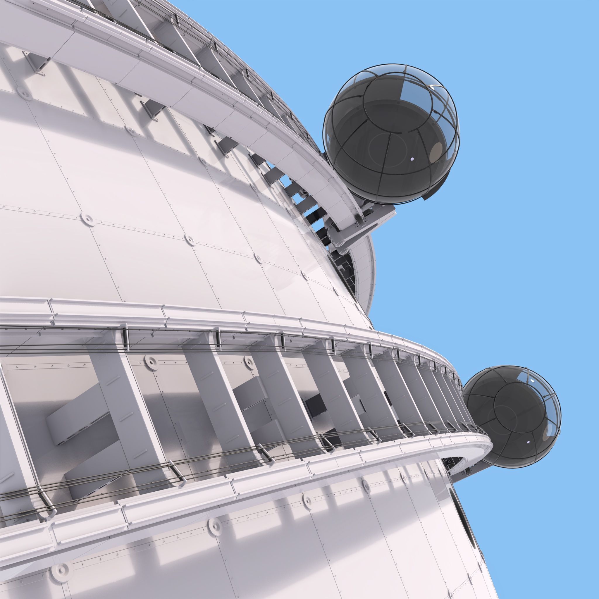 Exterior Spherical Elevator System M1 3D model_7