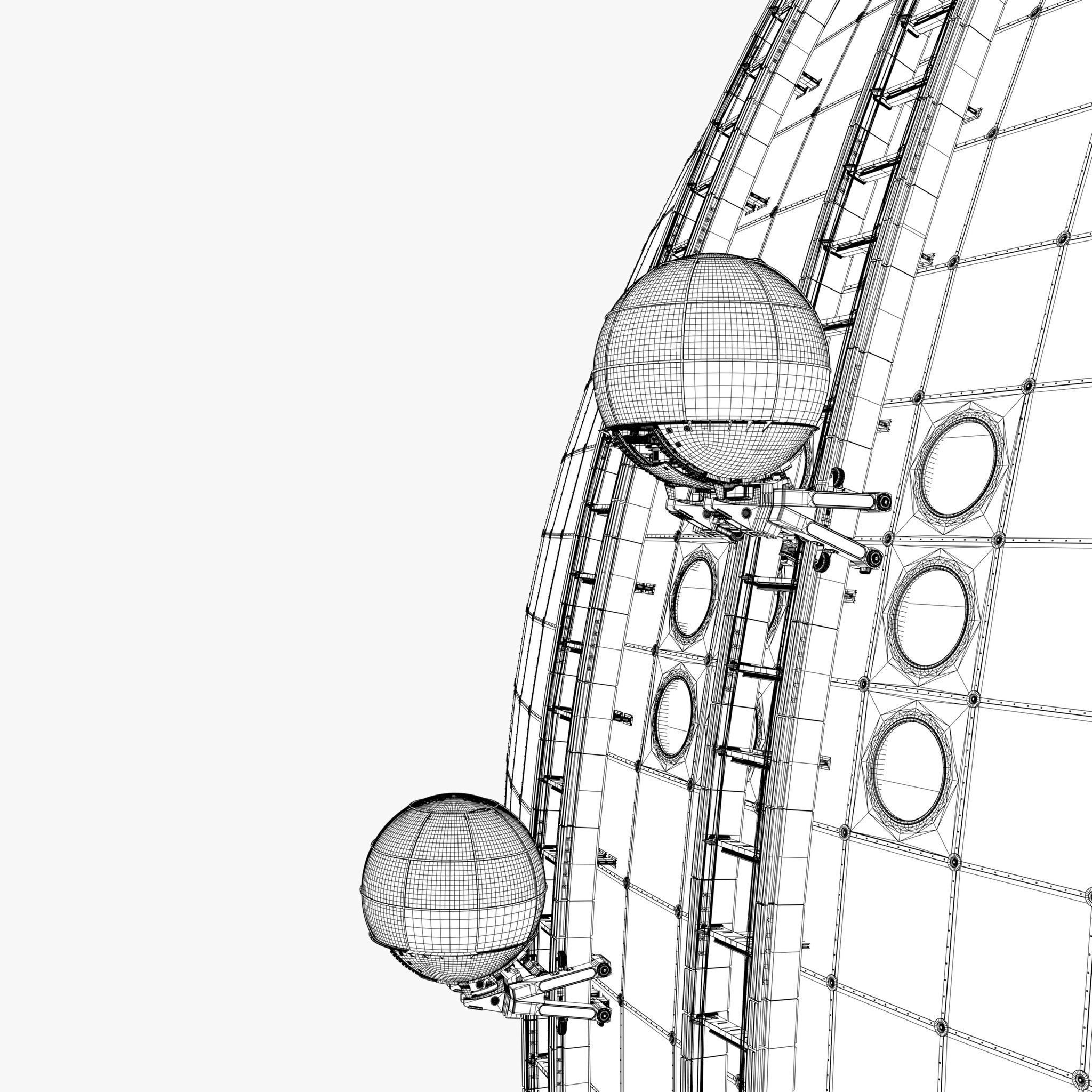 Exterior Spherical Elevator System M1 3D model_14