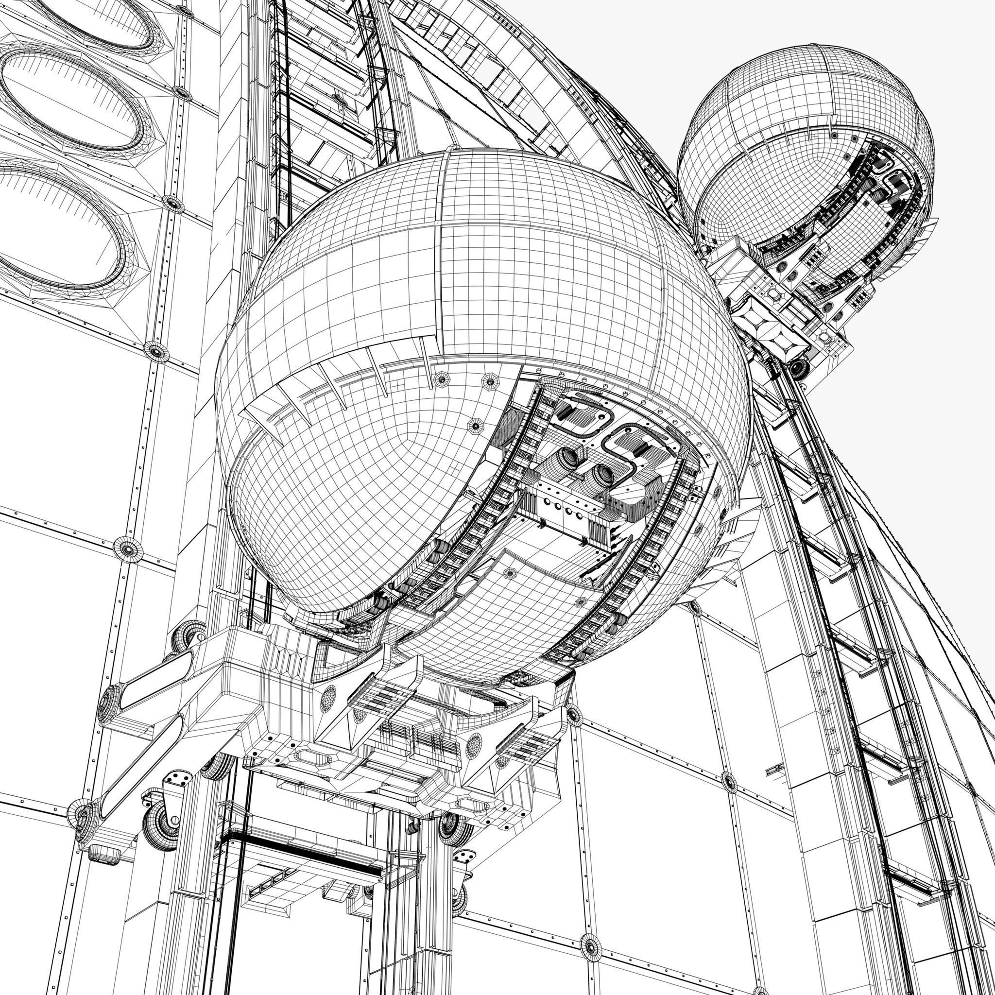 Exterior Spherical Elevator System M1 3D model_12