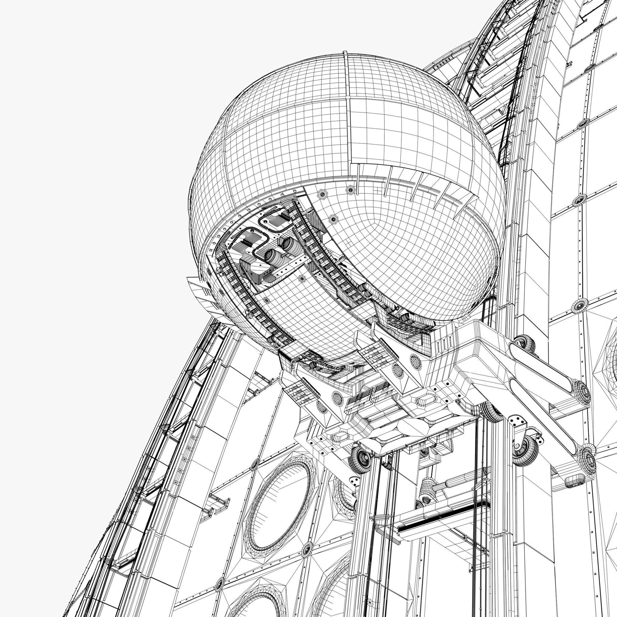 Exterior Spherical Elevator System M1 3D model_13