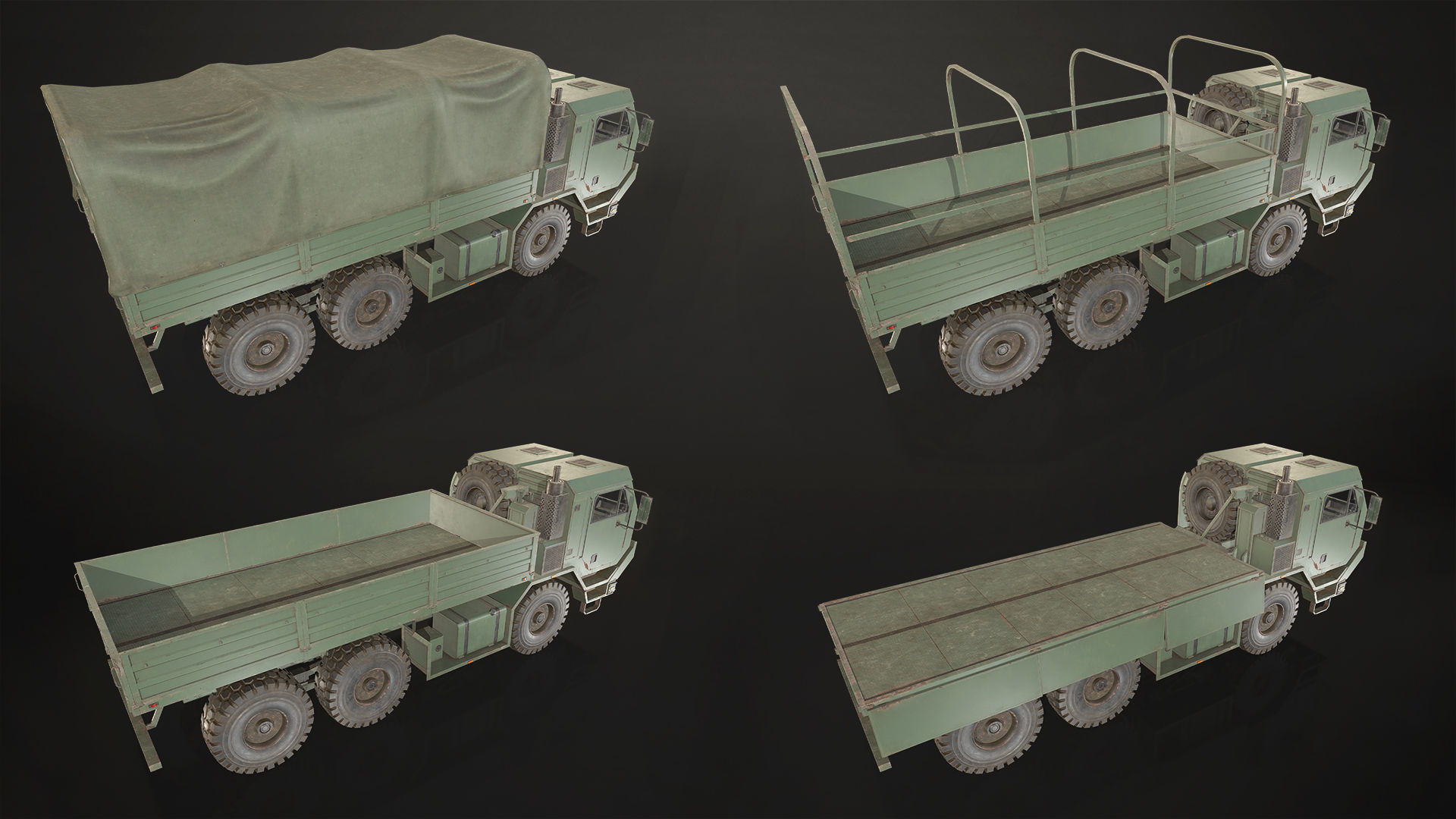 Military Truck V1 - Cargo Low-poly 3D model_5