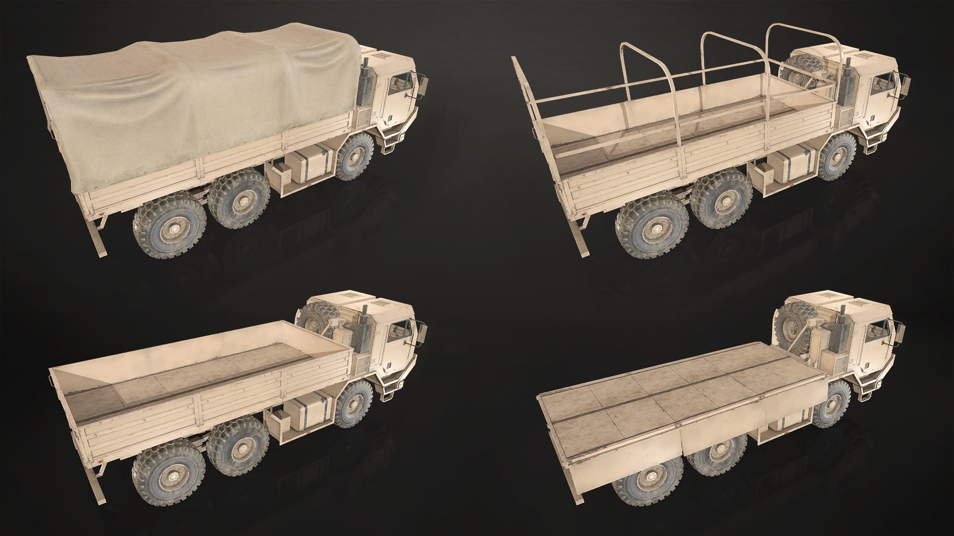 Military Truck V1 - Cargo Low-poly 3D model_4