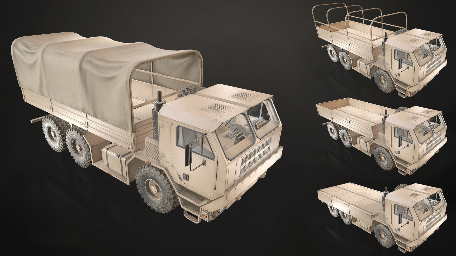 Military Truck V1 - Cargo Low-poly 3D model_6