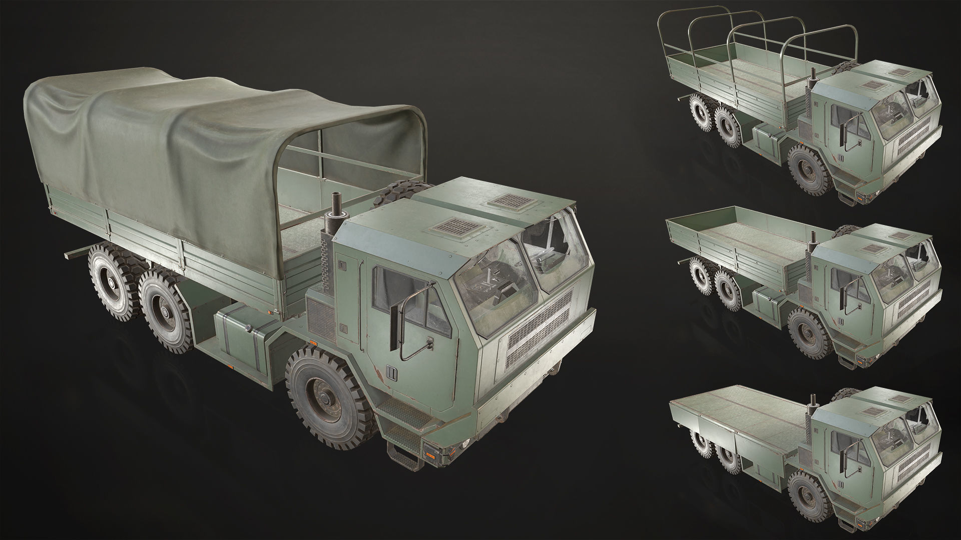 Military Truck V1 - Cargo Low-poly 3D model_7