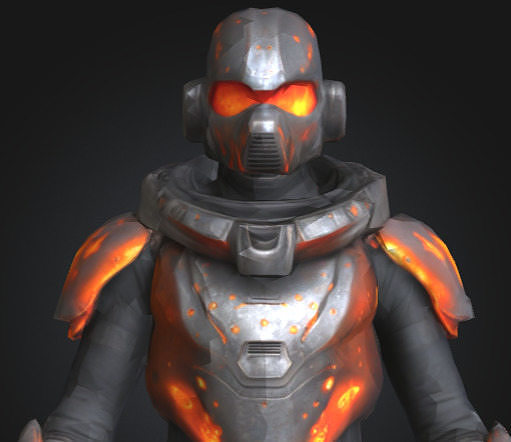 Emberclad Fire Soldier in Heat Resistant Iron Mask Low-poly 3D model