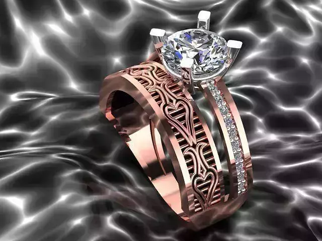 Ring rose gold engagement with diamonds