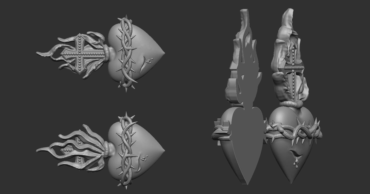 Statue and relief of the Sacred Fire Heart of Christ 2 3D print model_9