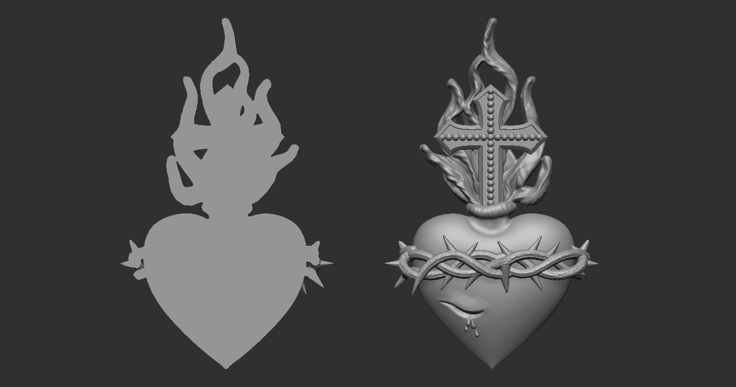 Statue and relief of the Sacred Fire Heart of Christ 2 3D print model_19