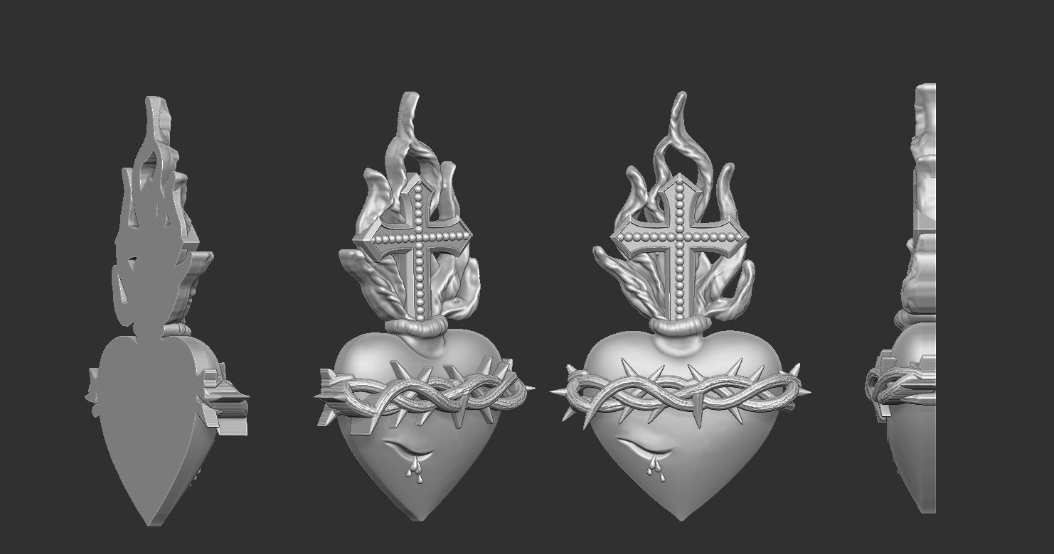 Statue and relief of the Sacred Fire Heart of Christ 2 3D print model_14