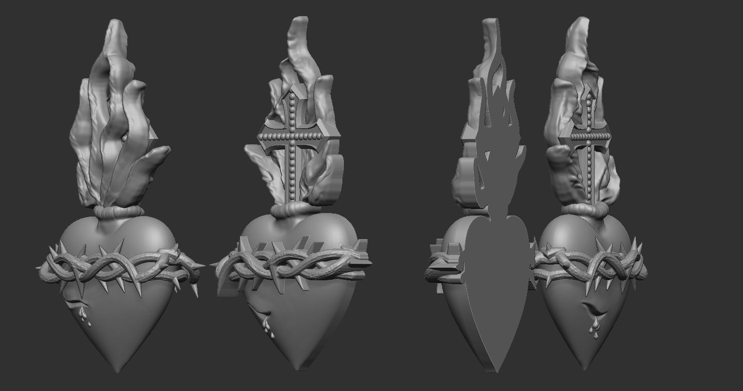 Statue and relief of the Sacred Fire Heart of Christ 2 3D print model_13