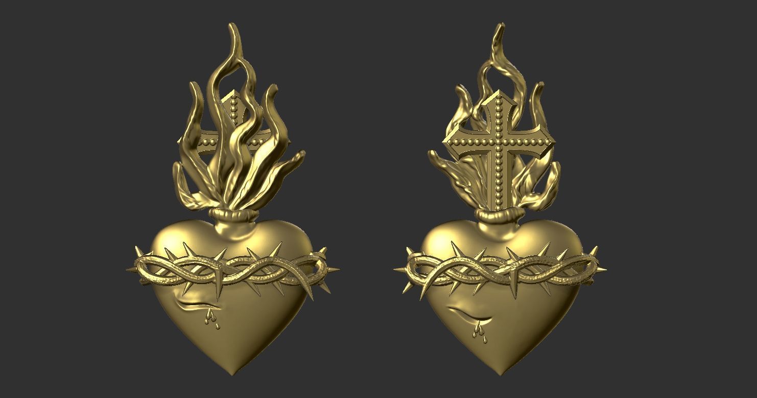 Statue and relief of the Sacred Fire Heart of Christ 2 3D print model_18