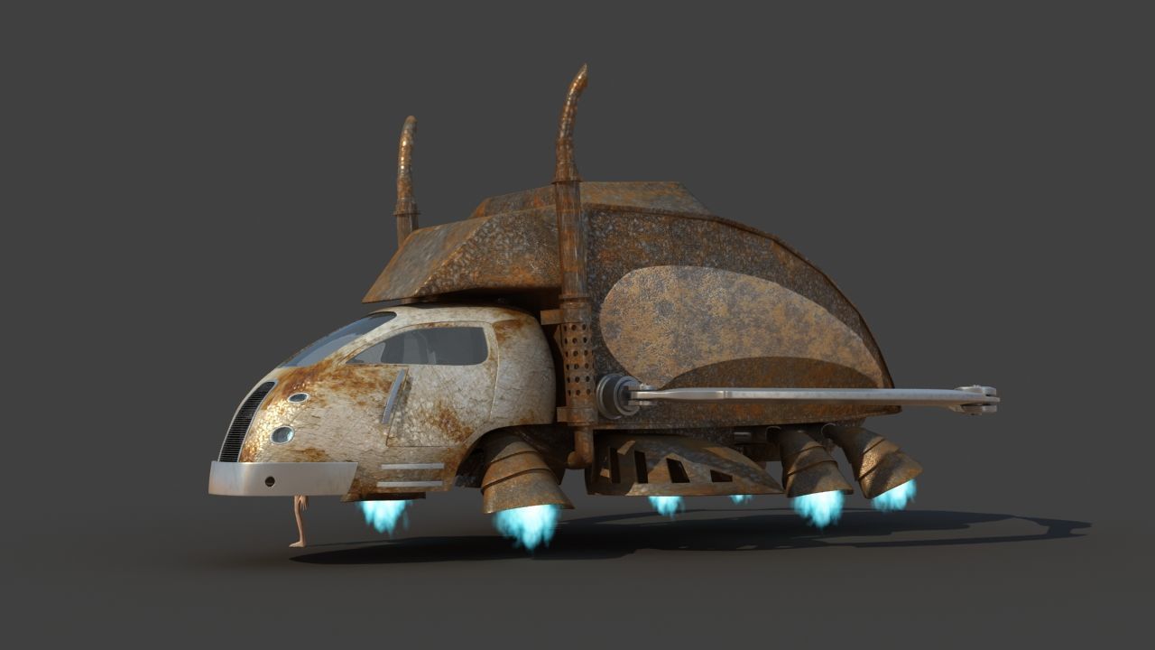 Futuristic Garbage Truck 3D model_3
