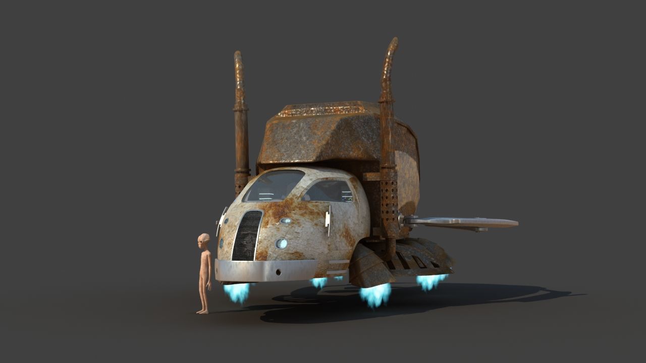 Futuristic Garbage Truck 3D model_2