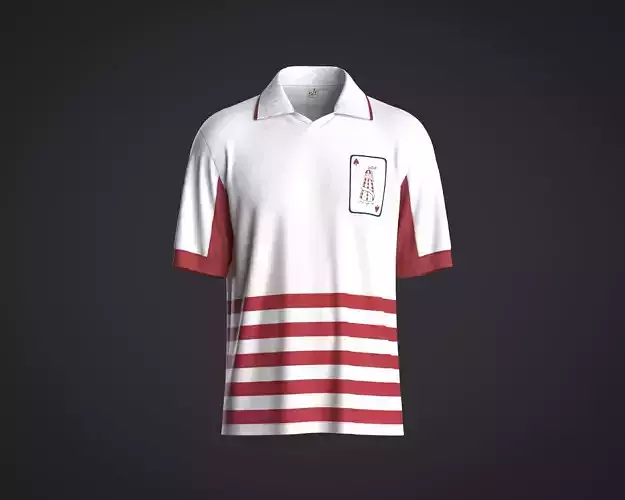 Mens Polo shirt with strip and chest print color block