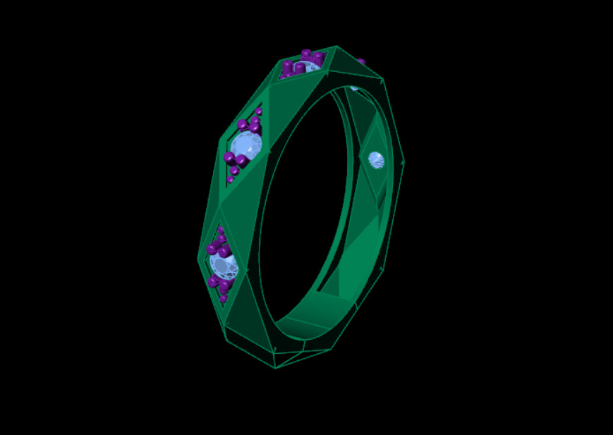 Facet ring with diamonds 3D print model_16