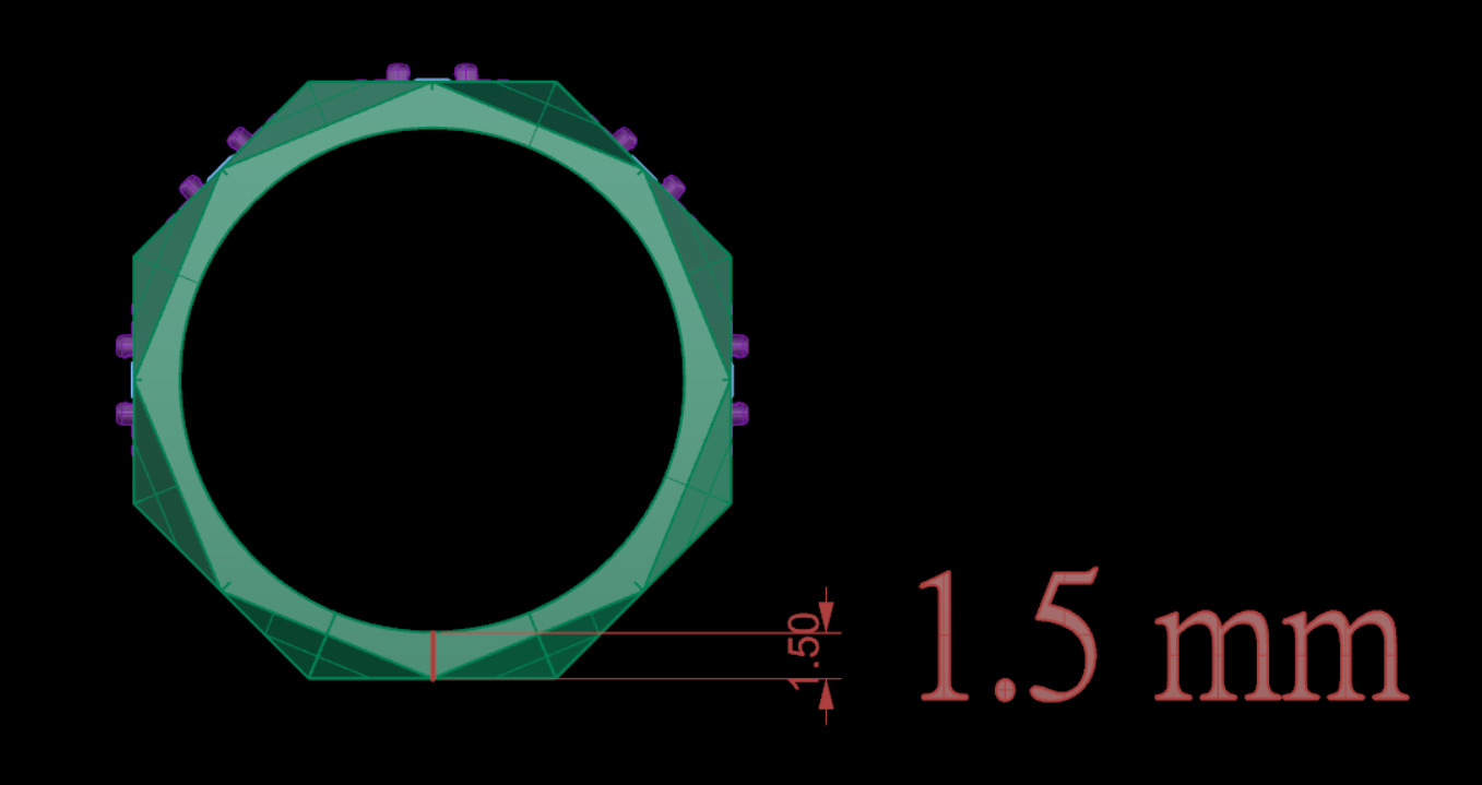 Facet ring with diamonds 3D print model_12