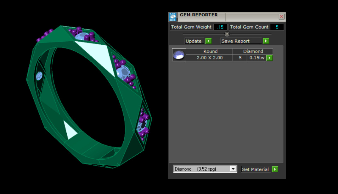 Facet ring with diamonds 3D print model_19