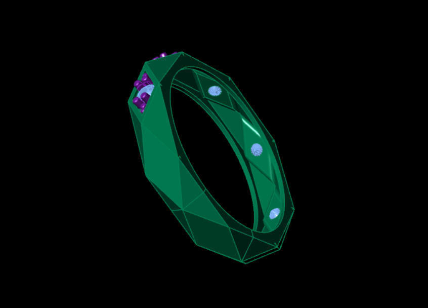 Facet ring with diamonds 3D print model_18