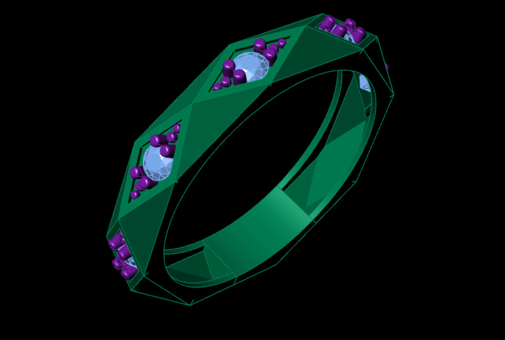 Facet ring with diamonds 3D print model_20