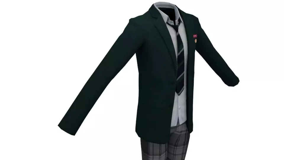 school uniform male Low-poly 3D model